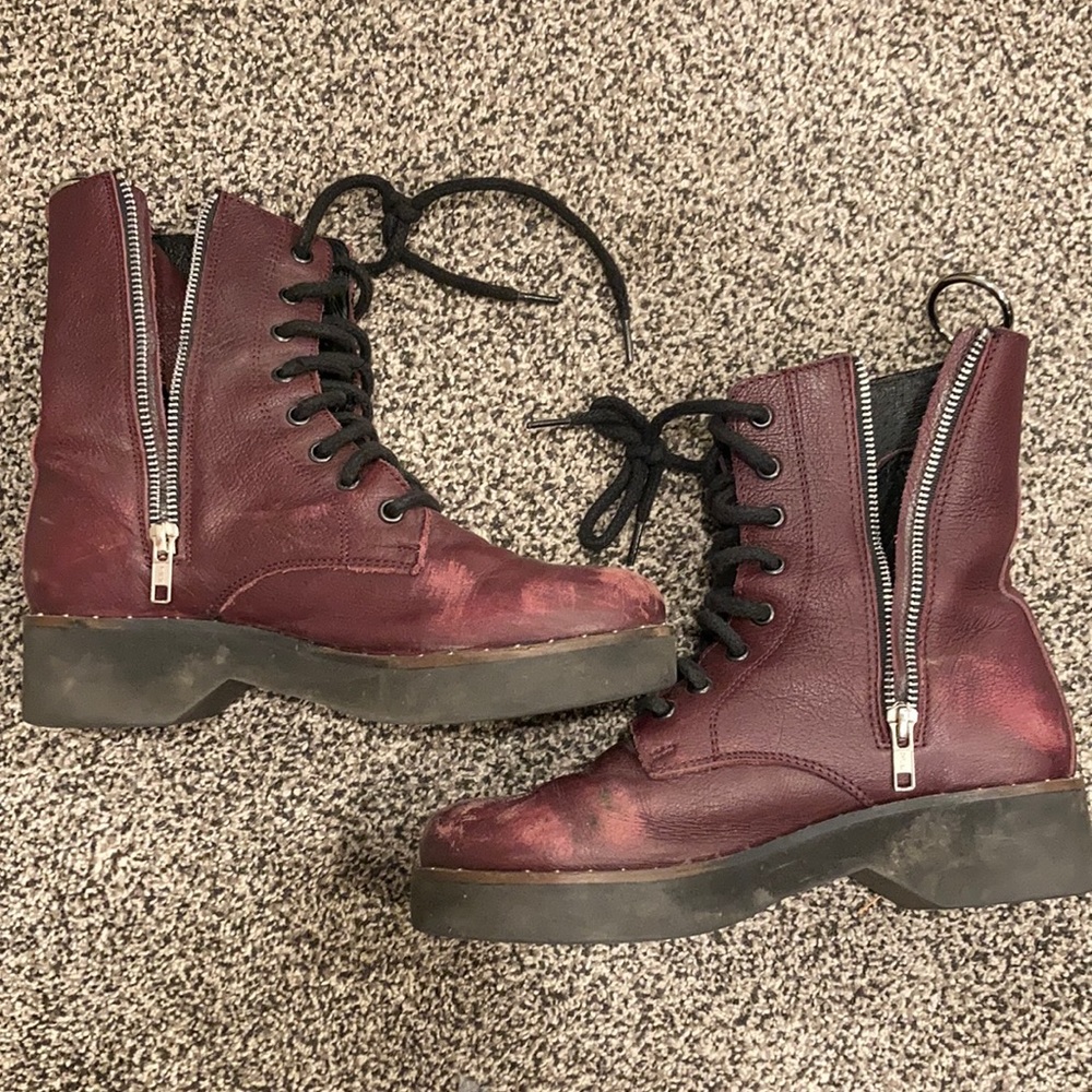 Maroon combat boots